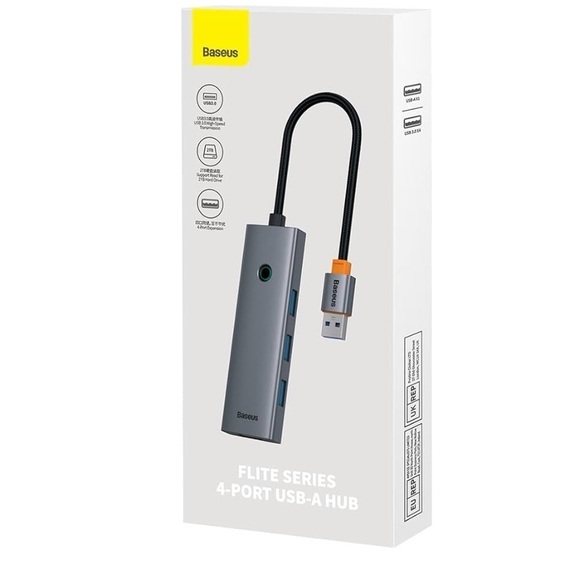 Baseus 4-Port USB-A Hub in Gray - Picture 1 of 4